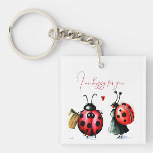 Ladybug Valentine's Day Card Key Ring