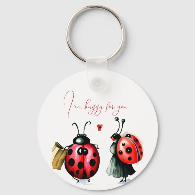 Ladybug Valentine's Day Card Key Ring (Front)