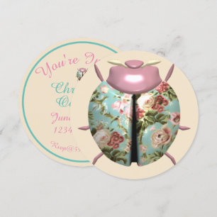 Ladybug victorian floral roses cute invitation
