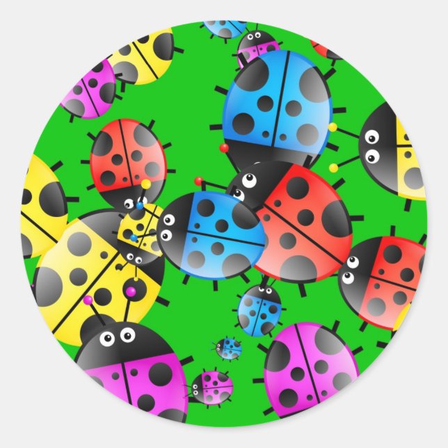 Ladybug Wallpaper Classic Round Sticker (Front)