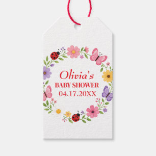 Ladybug Wildflower Baby Girl Shower Gift Tags