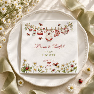 Ladybug Wildflower Girl Baby Shower Napkin