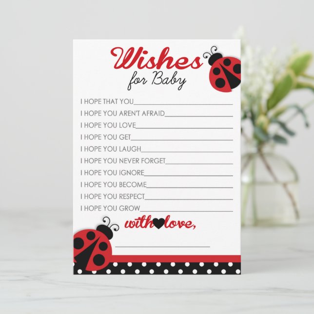 Ladybug Wishes For Baby Advice Cards (Standing Front)