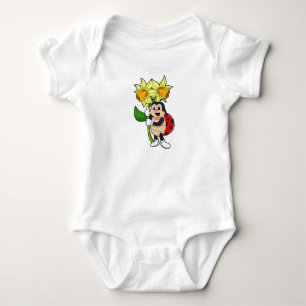 Ladybug with Flower Daffodil Baby Bodysuit