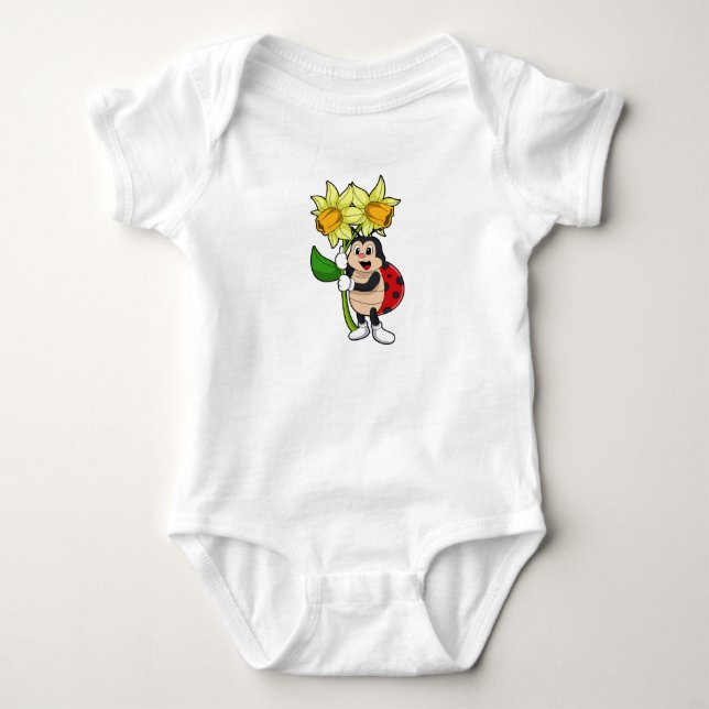 Ladybug with Flower Daffodil Baby Bodysuit (Front)