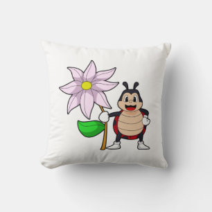 Ladybug with Flower.PNG Cushion