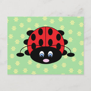 Ladybug with Flowers Postcard