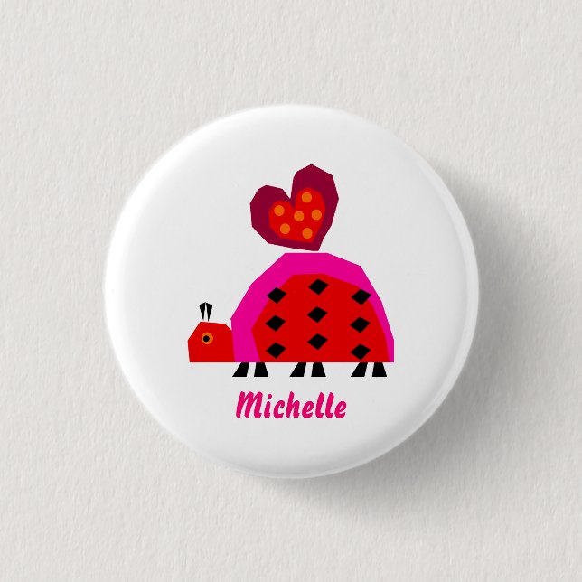 Ladybug with Heart Customisable 3 Cm Round Badge (Front)