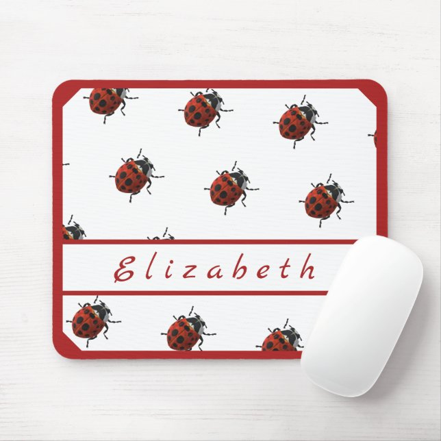 Ladybug With Name Mouse Mat (With Mouse)