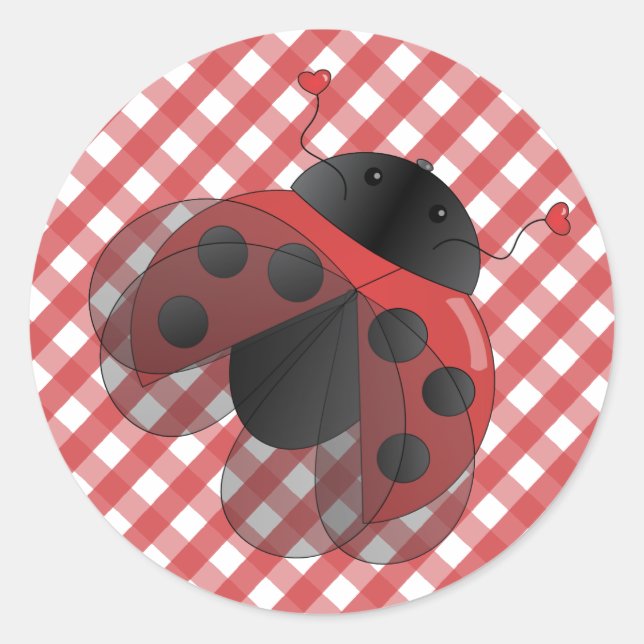 Ladybug with Opern Wings Classic Round Sticker (Front)