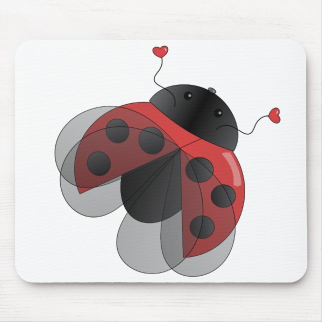 Ladybug with Opern Wings Mouse Mat (Front)