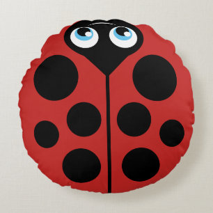 Ladybug with Personalised Message Template Round Cushion