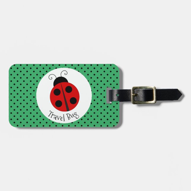 Ladybug with Polka Dots Design Luggage Tag (Front Horizontal)