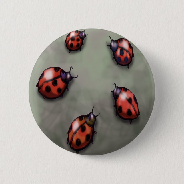 Ladybugs 6 Cm Round Badge (Front)
