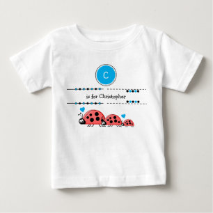Ladybugs add name black and blue baby T-Shirt