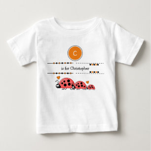 Ladybugs add name black and orange baby T-Shirt