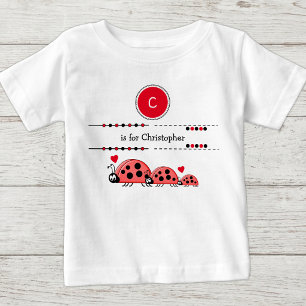 Ladybugs add name black and red baby T-Shirt