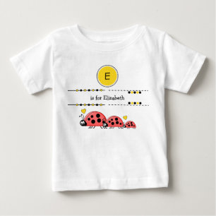 Ladybugs add name black and yellow baby T-Shirt