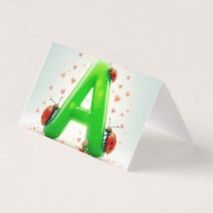 Ladybugs Alphabet A Kids Learning Card