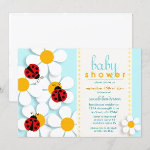 Ladybugs and Daisies Baby Shower Invitations