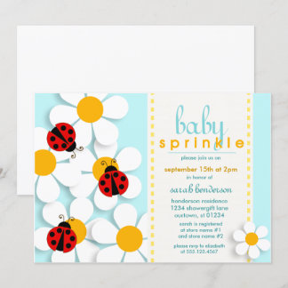 Ladybugs and Daisies Baby Sprinkle Invitations