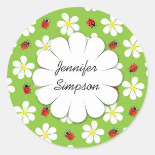 Ladybugs and Daisies Personalised Sticker