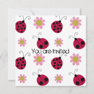 Ladybugs and Flowers Baby Shower Invitation