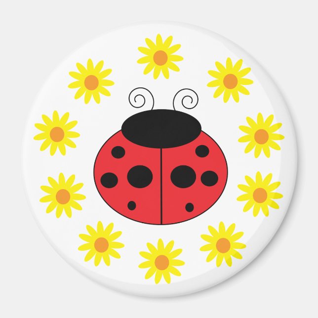 Ladybugs and Flowers Magnet (Front)