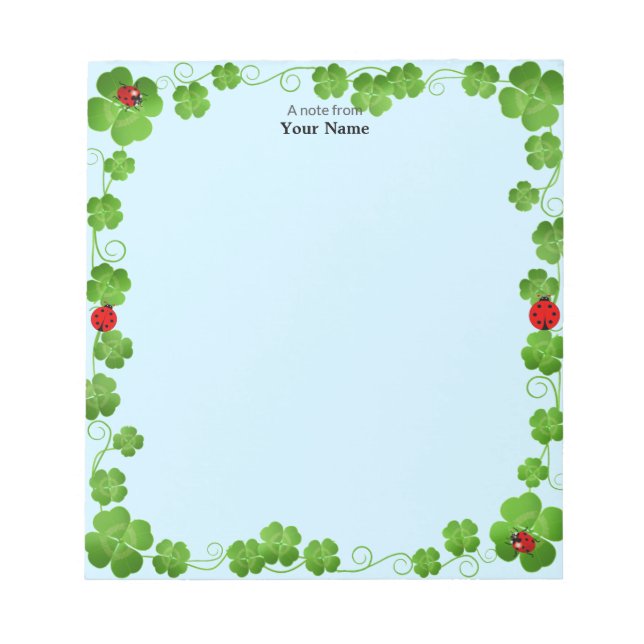 Ladybugs and Four_Leaf Clovers Simple Notepad (Front)