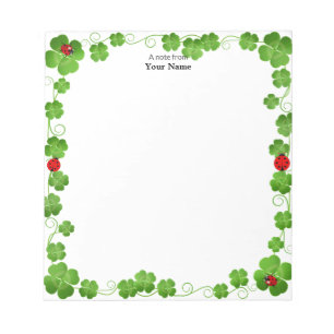 Ladybugs and Four_Leaf Clovers Simple Notepad