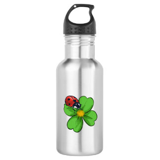 Ladybugs and Green Leaves Nature Illustration Past 532 Ml Water Bottle