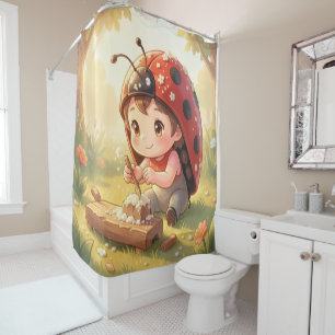 Ladybugs and the Hidden Nectar Kingdom Shower Curtain