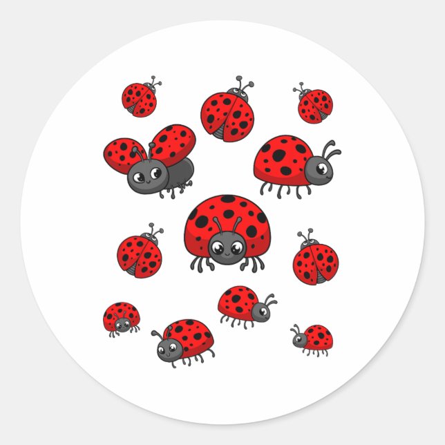 Ladybugs Art For Boy Girl Kid Toddler Insect Ladyb Classic Round Sticker (Front)