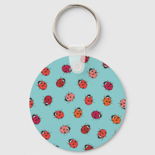 Ladybugs, blue background, charming seamless patte key ring