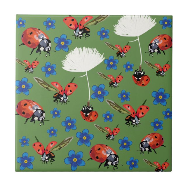 Ladybugs  Ceramic Photo Tile (Front)
