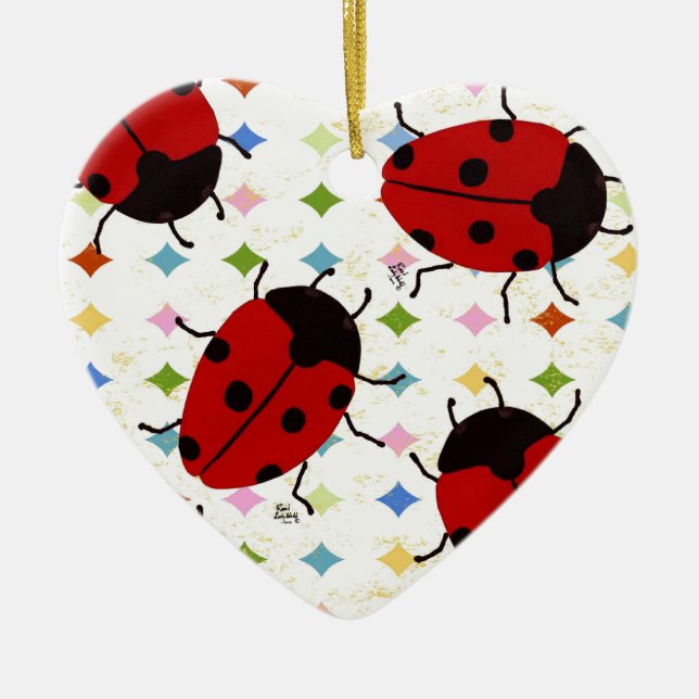 LADYBUGS CERAMIC TREE DECORATION (Front)