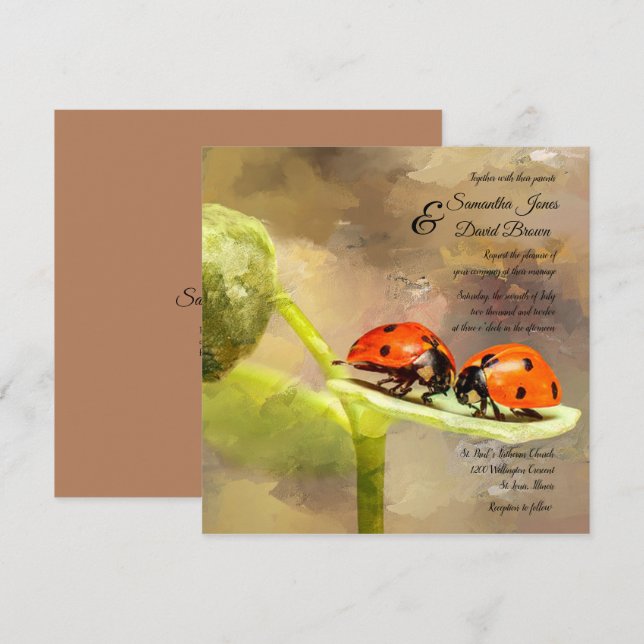 Ladybugs Custom Wedding Invitation (Front/Back)