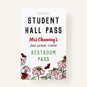 Ladybugs & Daisies Student Hall Pass ID Badge