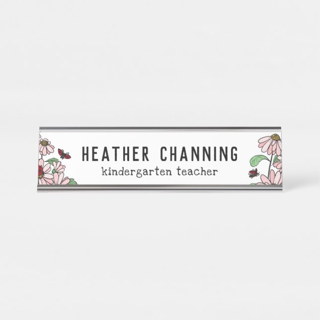 Ladybugs & Daisies Teacher Desk  Name Plate (Front)