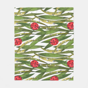 Ladybugs: daisy background watercolor pattern. fleece blanket