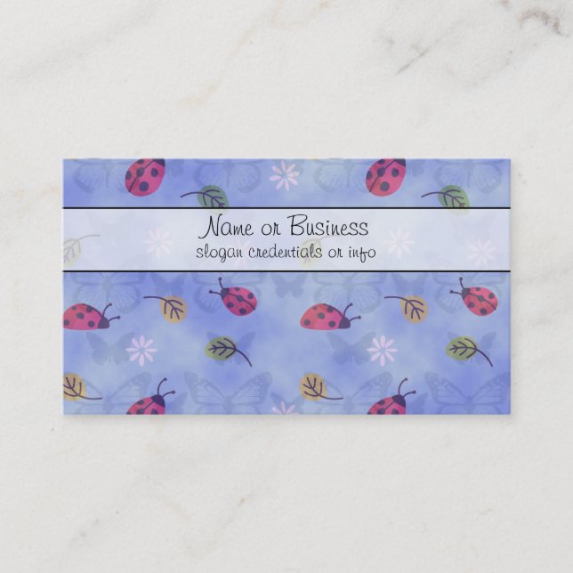 Ladybugs Flowers and Leaves Business Card (Front)