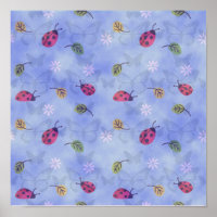 Ladybugs Flowers and Leaves