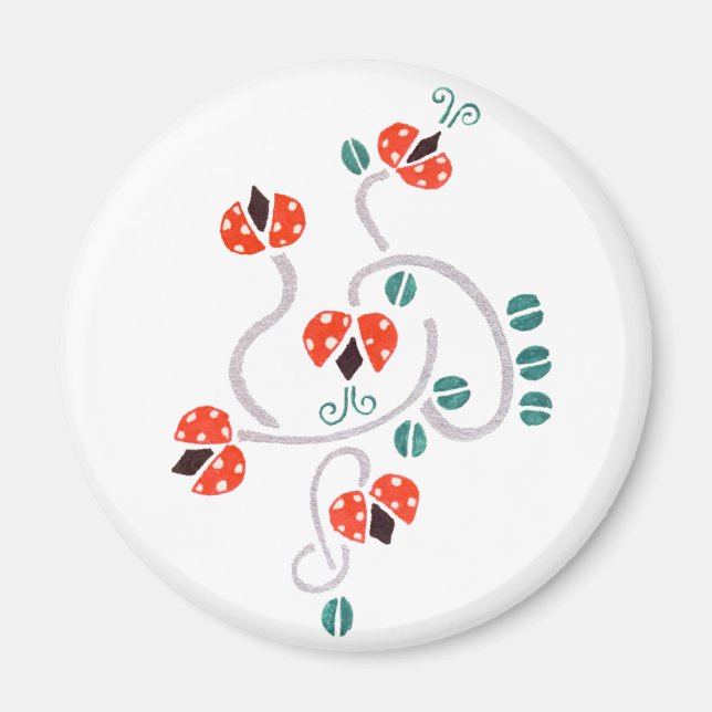 Ladybugs Flowers Magnet (Front)