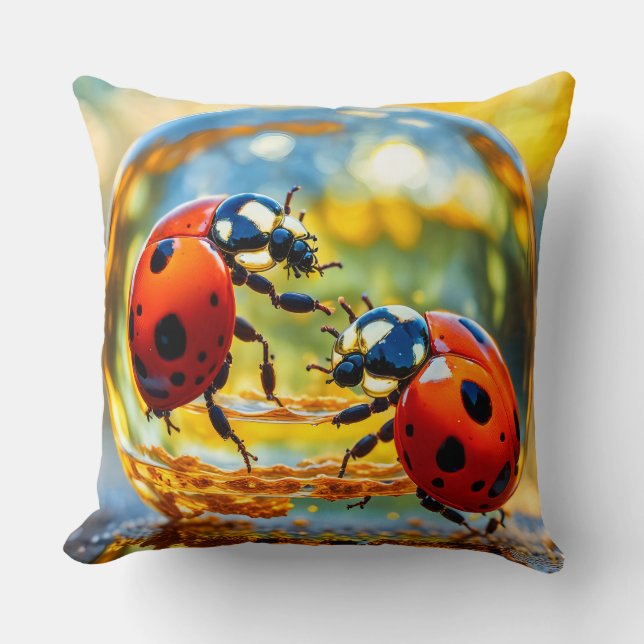 Ladybugs in a drop of water cushion (Front)