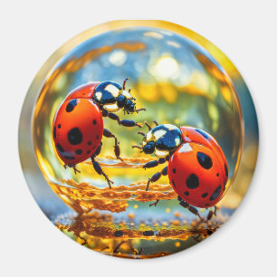 Ladybugs in a drop of water magnet