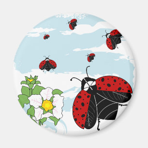 ladybugs in flight magnet