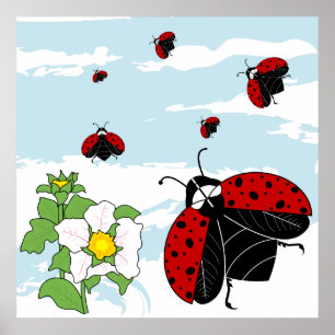 ladybugs in flight poster