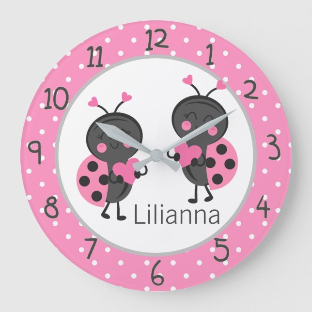Ladybugs Large Clock (Front)