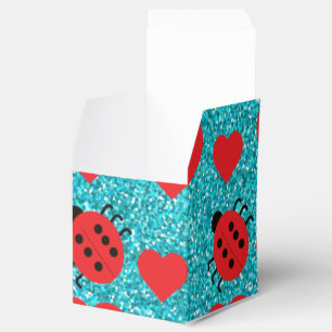 Ladybugs Lucky Insect Red Hearts Black Polka Dots Favour Box