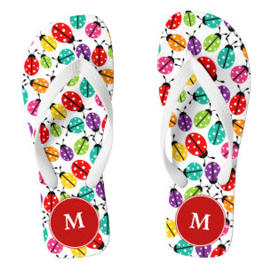 Ladybugs Monogrammed Flip-flops Flip Flops